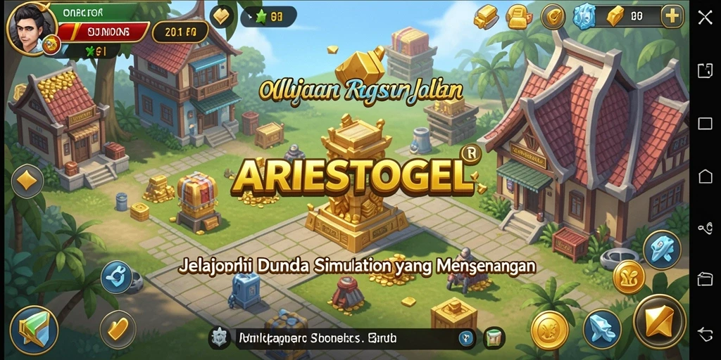 Tampilan gameplay ARIESTOGEL yang menarik dan penuh warna.