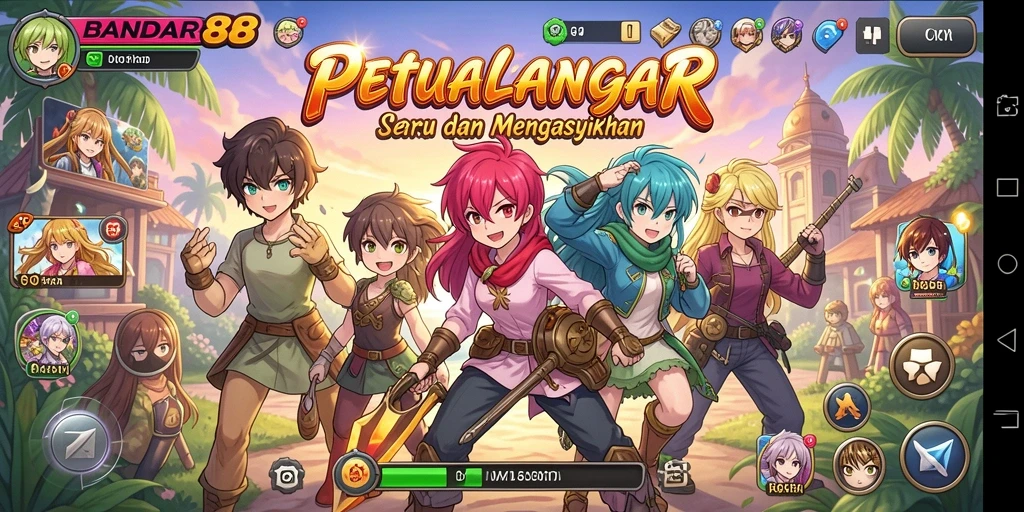 Tampilan gameplay BANDAR88 yang penuh warna dan dinamis.