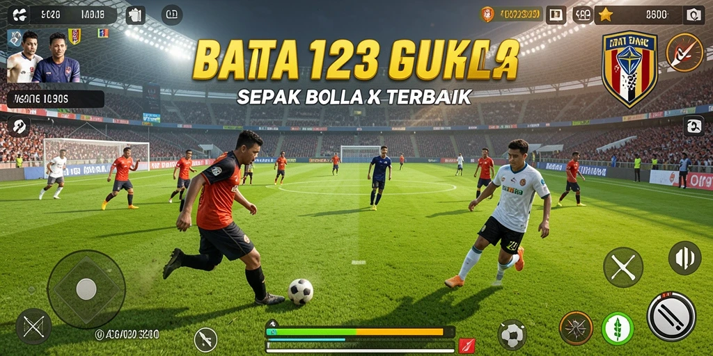Tampilan gameplay seru dalam BATA123 dengan aksi sepak bola nyata.