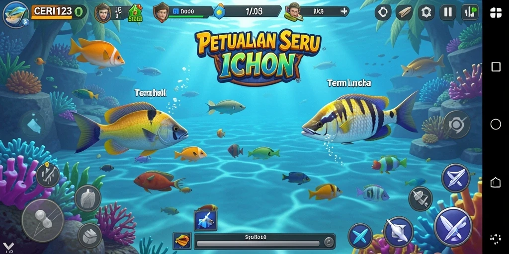 Tampilan gameplay seru CERI123 dengan ikan beragam dan grafis memukau.