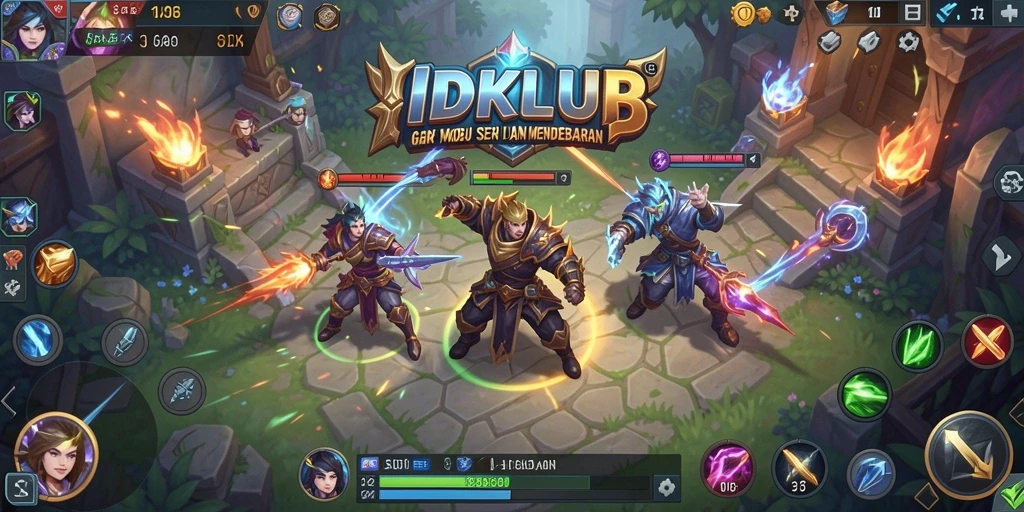 Tampilan gameplay mendebarkan dari IDKLUB dengan tim yang berjuang.