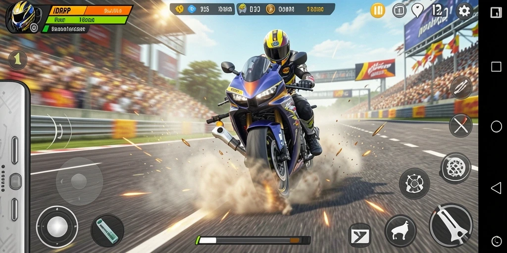 Tampilan gameplay menegangkan saat balapan di IDRRP.