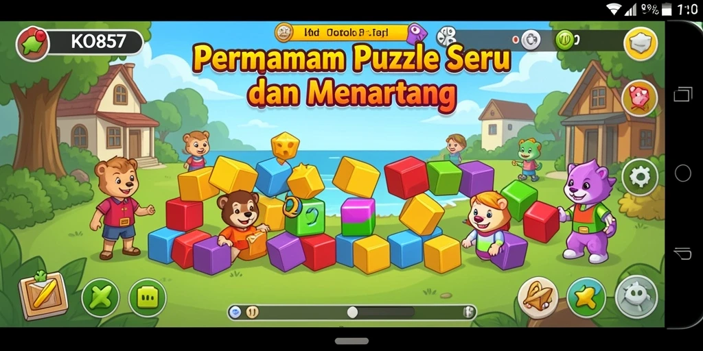 Tampilan gameplay KO857 yang penuh warna dan menarik.