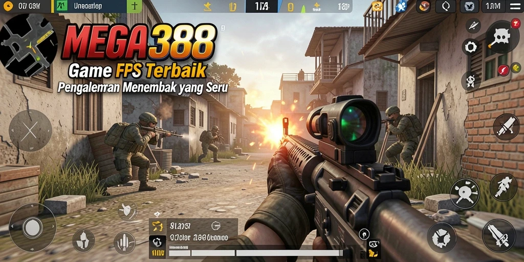 Screenshot gameplay MEGA388 dengan aksi tembak-menembak yang mendebarkan.
