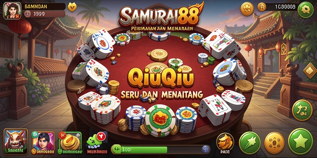 Menggambarkan gameplay seru QiuQiu di SAMURAI88.