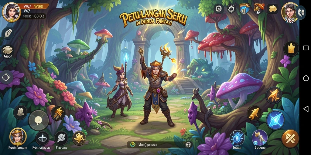 Tampilan menarik dari gameplay W67 saat menjelajahi dunia adventure.